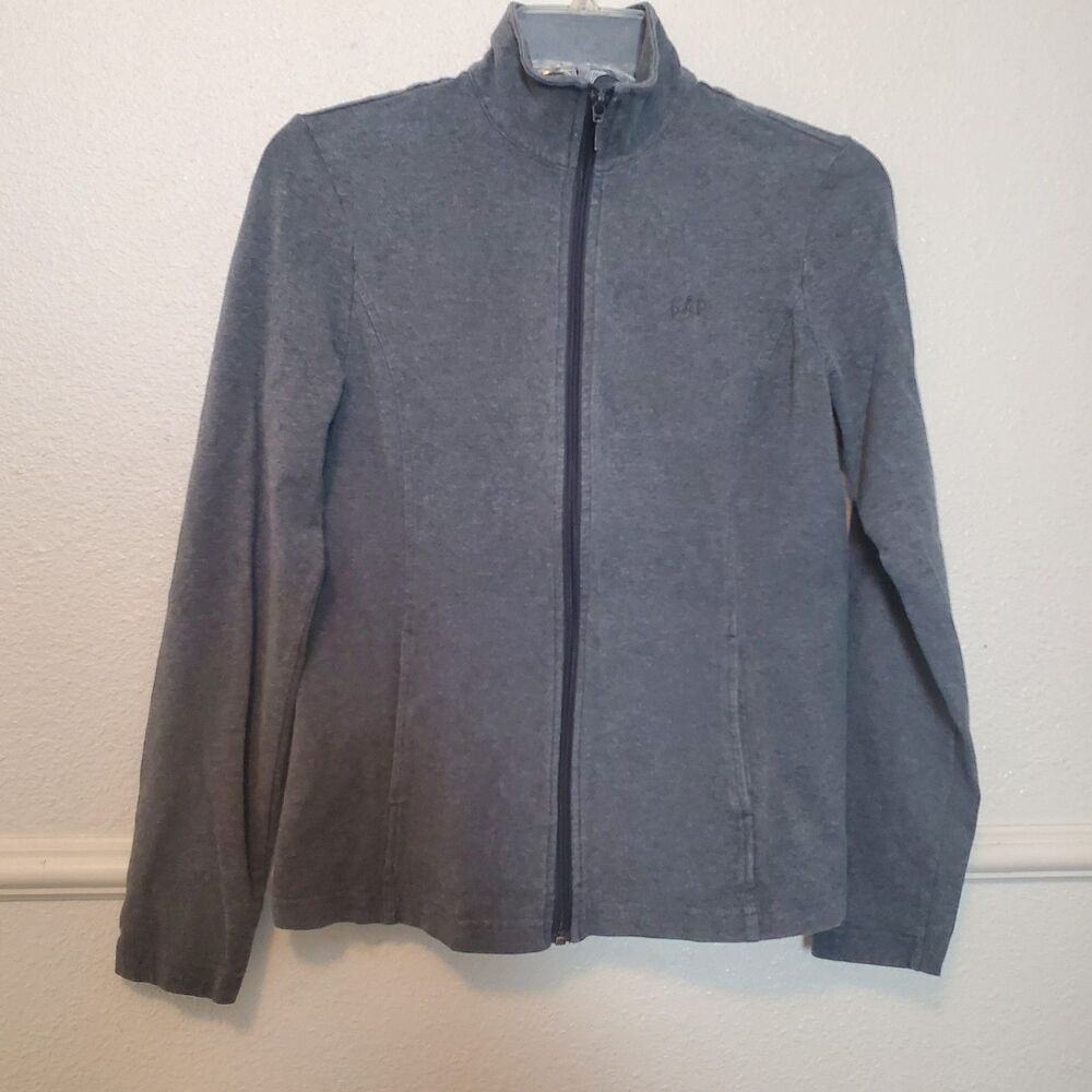 Gap Body Full Zip Sweater Jacket With Pockets Womens Size M Gray Cotton Spandex